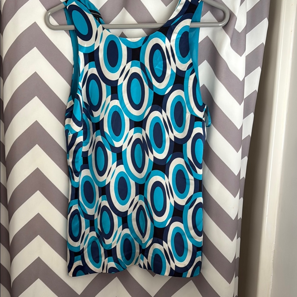 INC International Concepts Blue and White Graphic Tank Top